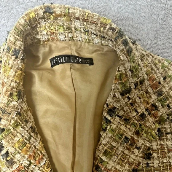 Lafayette 148 Boucle Tweed Cropped Jacket Women Small Wool Blend Multicolor Hook - Picture 11 of 13